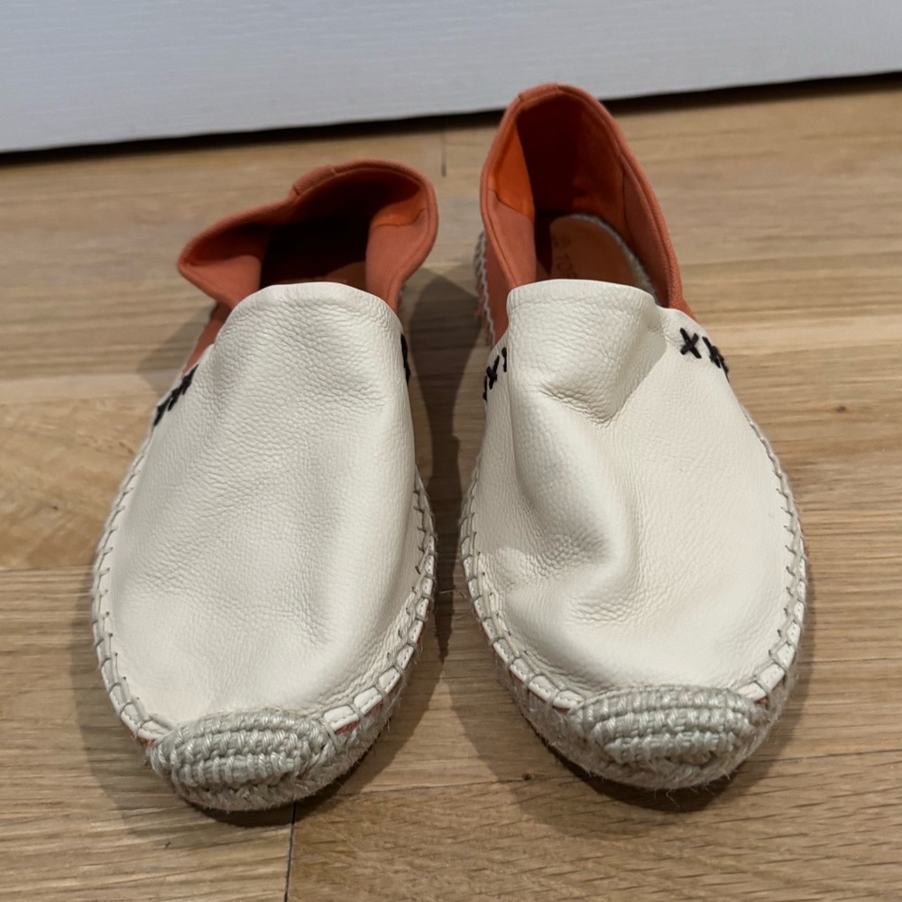 Tory Burch Cream and Orange Espadrilles. Never worn but no box.